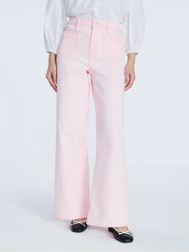 Free Assembly Women's and Women's Plus Wide Leg Jeans with Patch Pockets, 30", 32", and 34" Insea... | Walmart (US)