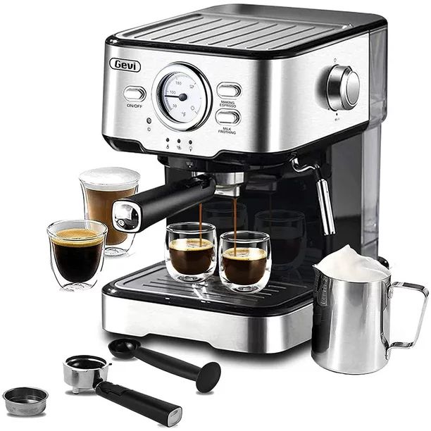 GEVI 15 Bar Black Espresso Machine Cafe Steam Maker, 50 Ounce Water Tank, New condition (Milk Pic... | Walmart (US)