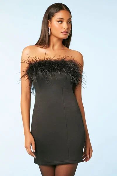 Faux Feather-Trim Mini Tube Dress | Forever 21 | Forever 21 (US)