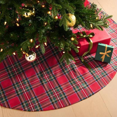 Stowe Tartan Plaid Christmas Tree Skirt, 48" - Red - Elrene Home Fashions | Target