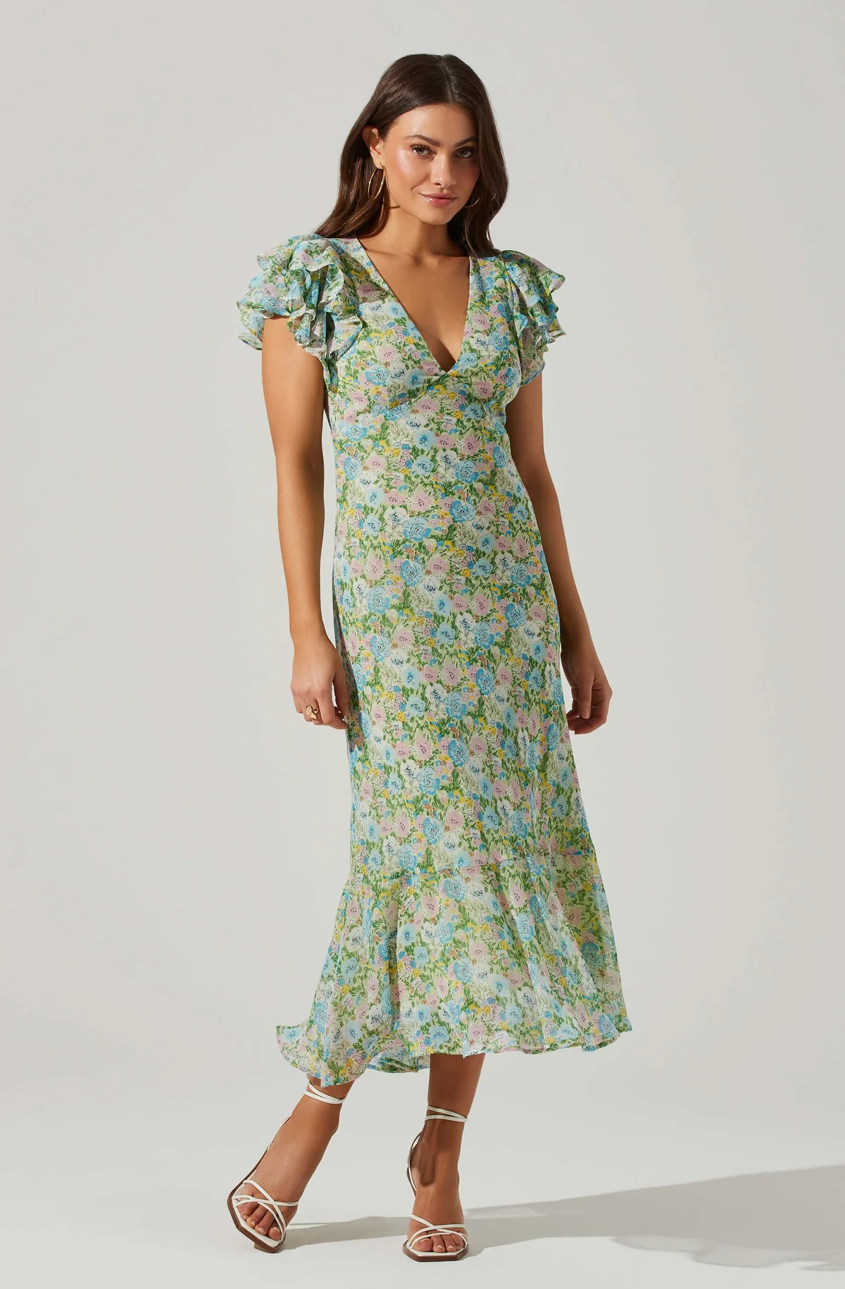 Celestine Floral Ruffle Midi Dress | ASTR The Label (US)