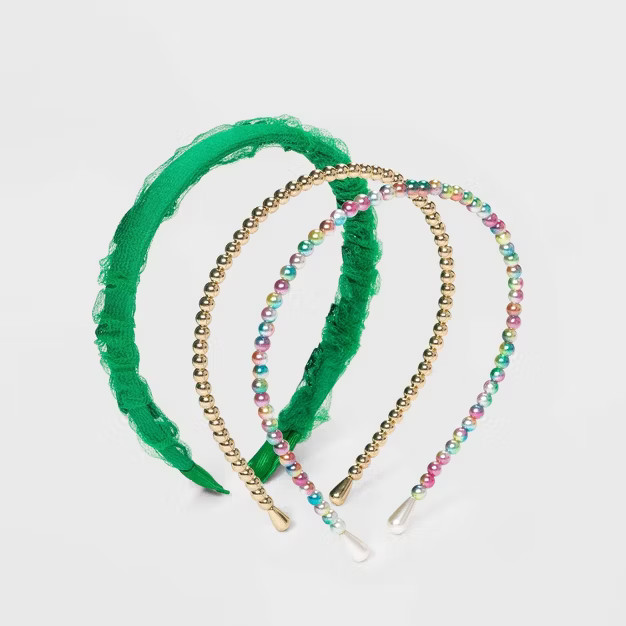 Multi Beads and Shamrock Organza Headband 3pc | Target