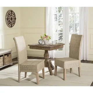 Safavieh Dining Rural Woven Arjun White Washed Wicker Dining Chairs (Set of 2) - 18.1" x 13.2" x ... | Bed Bath & Beyond