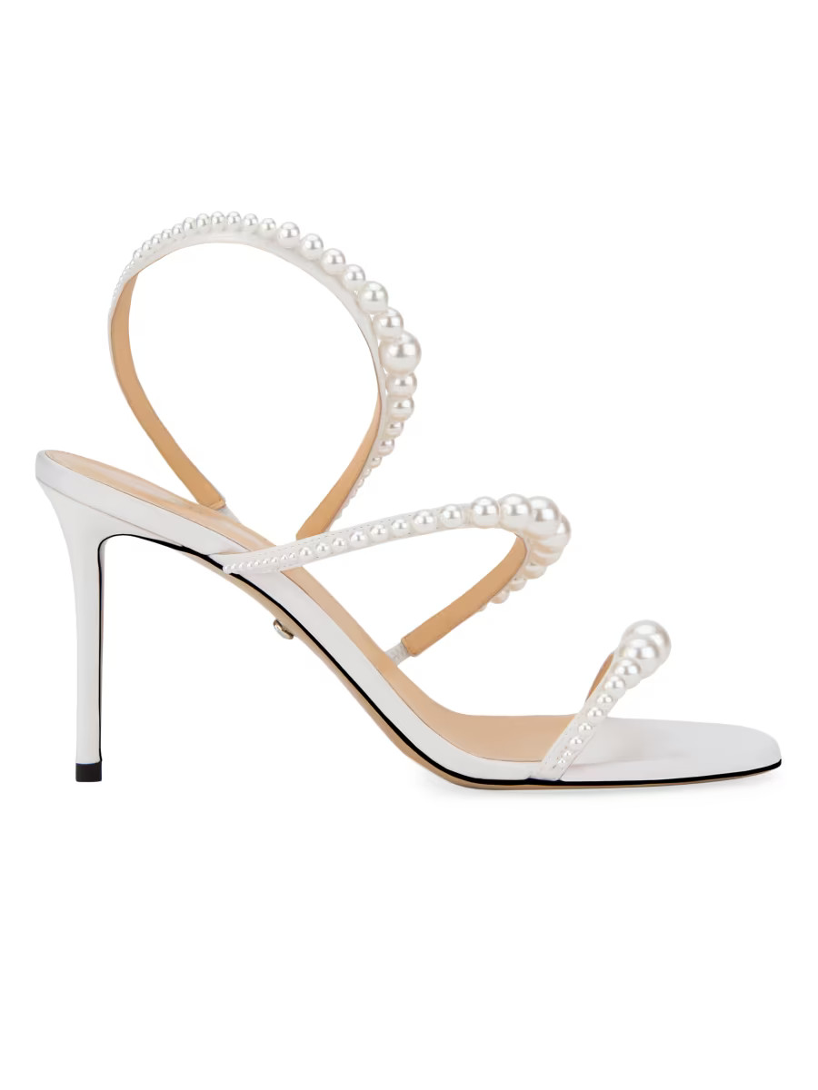 95MM Imitation-Pearl Strappy Sandals | Saks Fifth Avenue