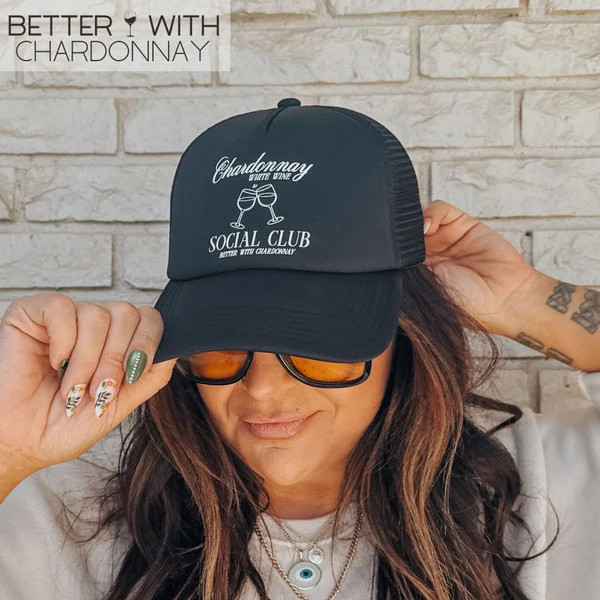 Chardonnay Social Club Trucker Hat - Black | Mountain Moverz