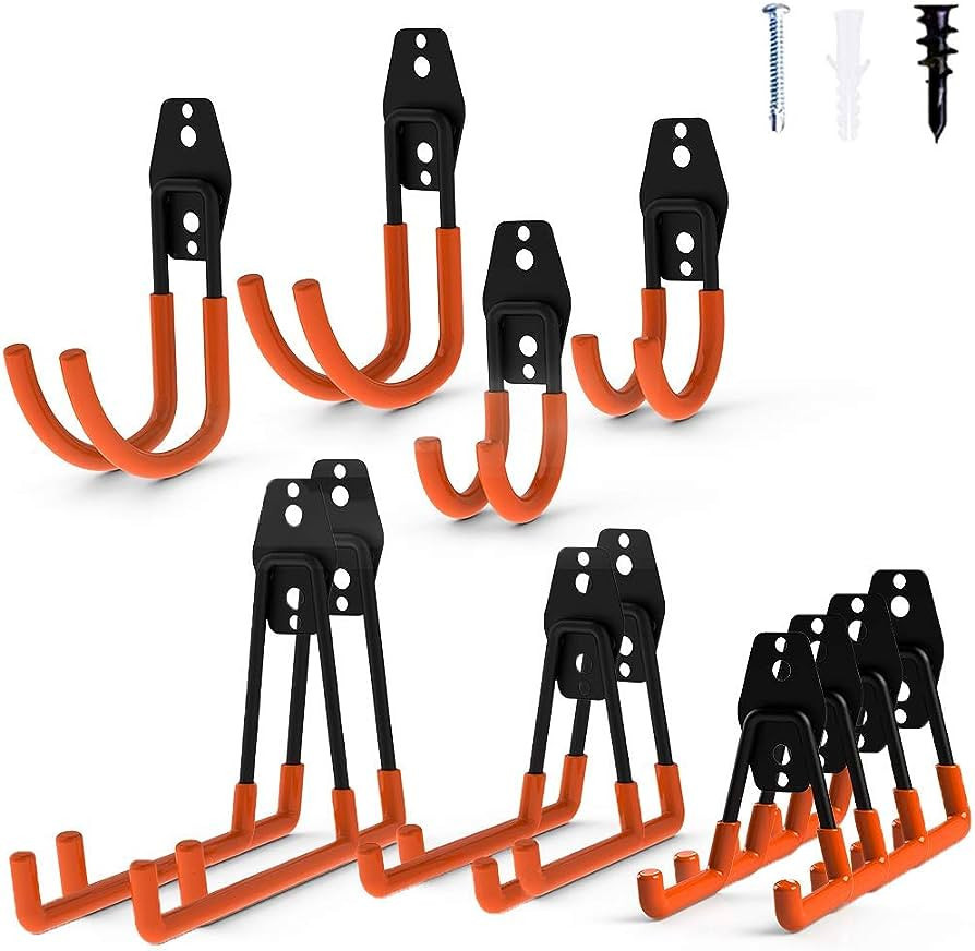 Intpro 12pack Steel Garage Storage Utility Double Hooks Organizer Heavy Duty Wall Mount Tool Hold... | Amazon (US)