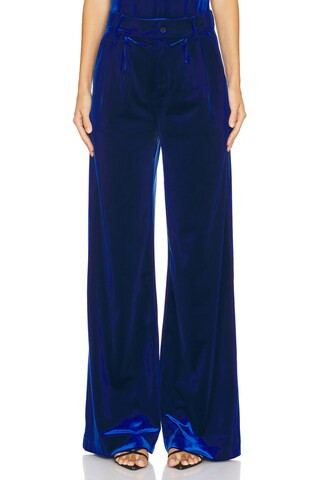 Karina Grimaldi Ximena Velvet Pants in Dusk Blue from Revolve.com | Revolve Clothing (Global)