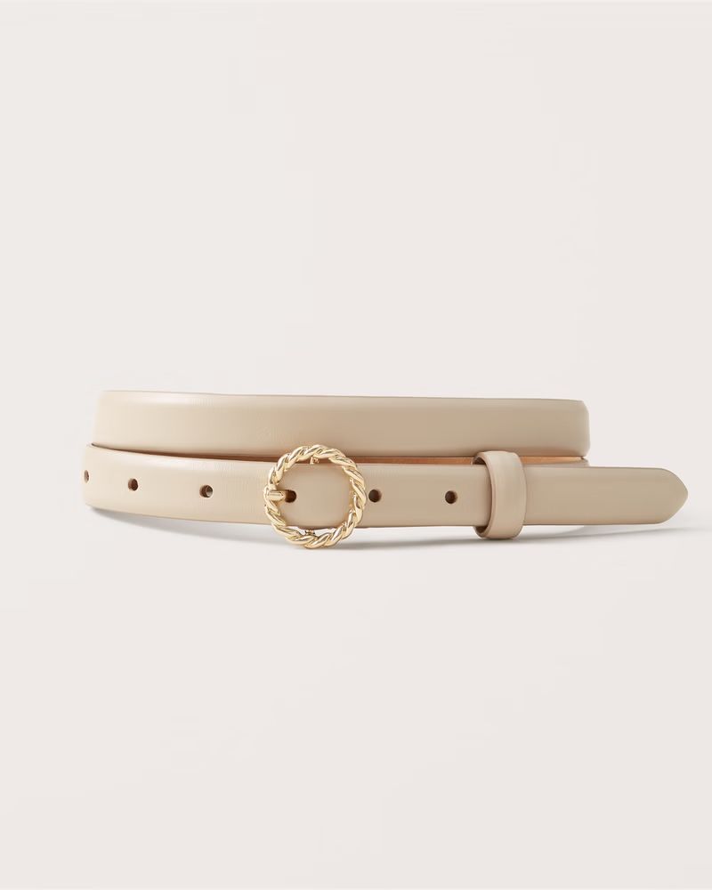 Women's Skinny Leather Circle Buckle Belt | Women's Accessories | Abercrombie.com | Abercrombie & Fitch (US)
