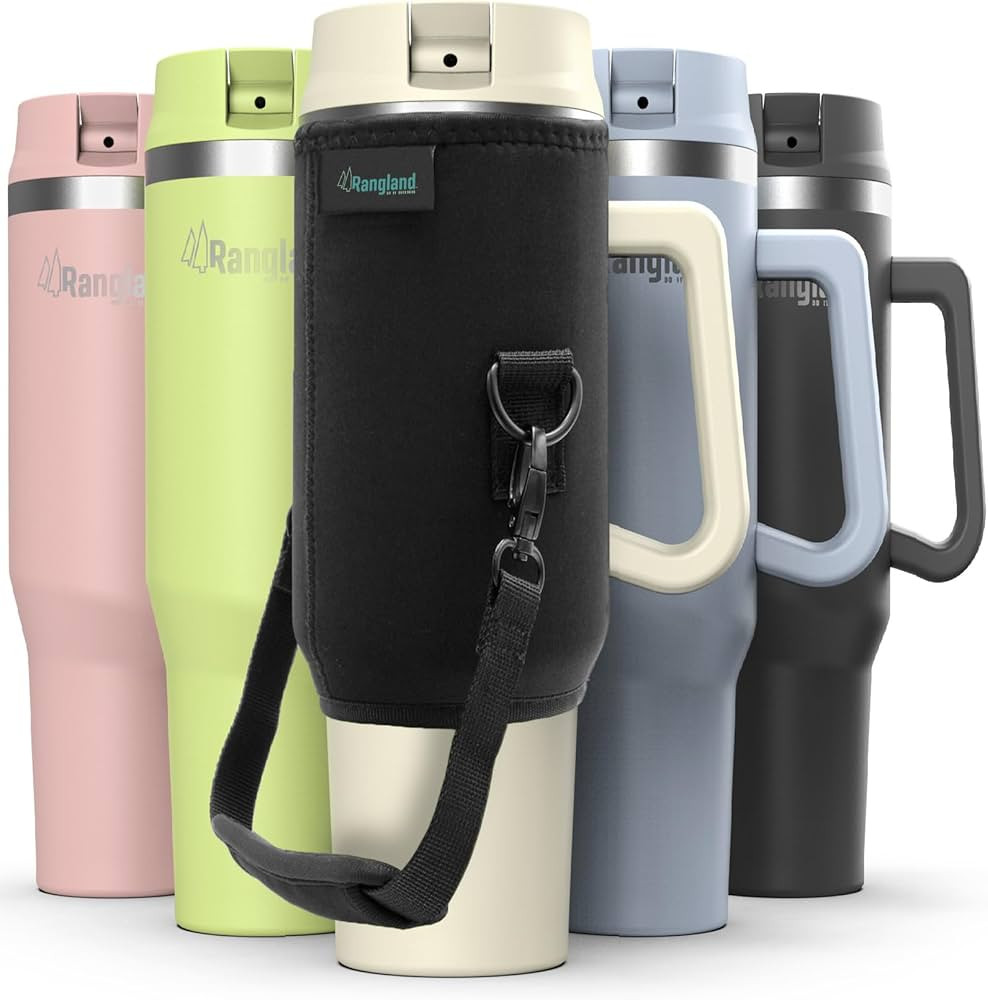 RANGLAND Leak-proof 40 oz Tumbler with Handle and Carrier Bag, Spill-proof Insulated Water Bottle... | Amazon (US)
