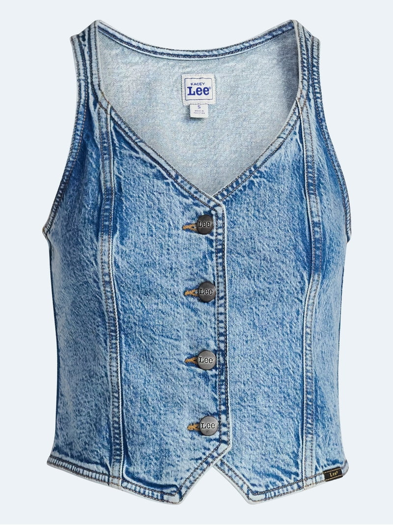 Kacey Lee Women's Fitted Denim Vest, Sizes XS-XXL | Walmart (US)