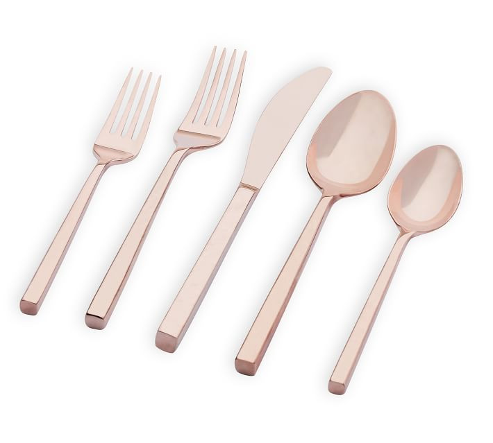 Monique Lhuillier Marlowe Rose Gold Flatware | Pottery Barn (US)