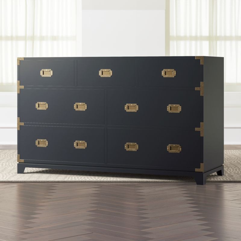 Kids Navy Blue Campaign Wide Dresser + Reviews | Crate and Barrel | Crate & Barrel
