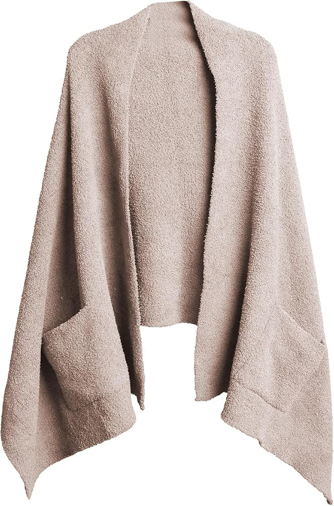 Hixiaohe Womens Shawl Wraps Casual Warm Soft Open Front Scarf with Pockets Blanket Cardigan Coat ... | Amazon (US)