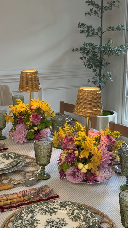 Cordless table lamps, but make them flower arrangements!
 Wearing size 2 on this gorgeous dress
