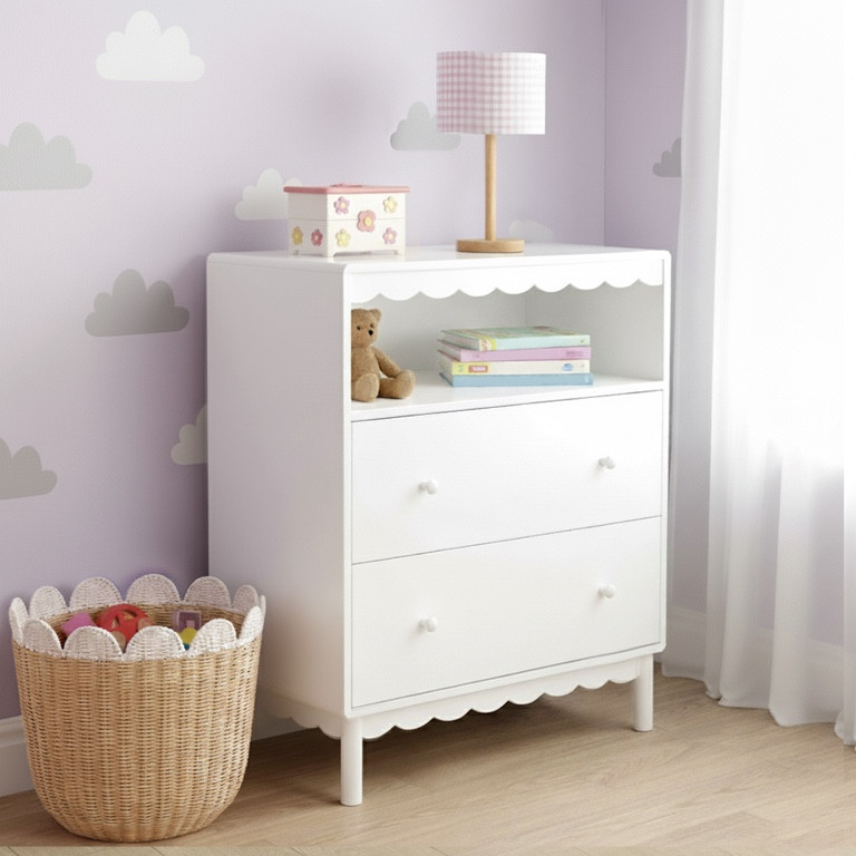 Affordable Scalloped dresser and shelf 💕 girls bedroom nursery kids room 

#LTKKids #LTKBaby #LTKHome