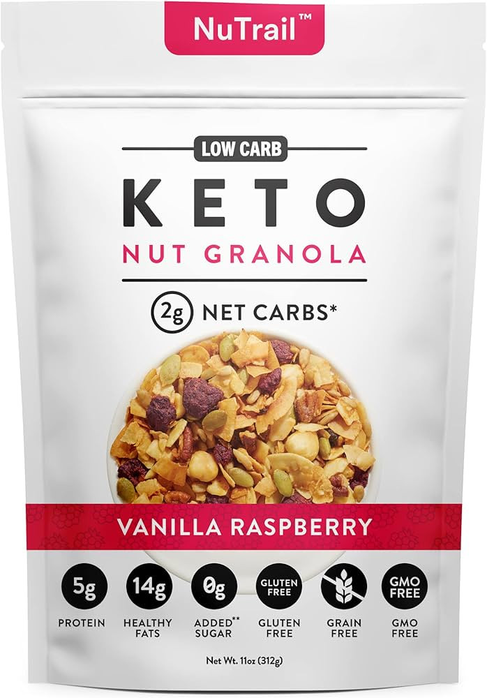 NuTrail - Keto Raspberry Nut Granola Healthy Breakfast Cereal - Low Carb Snack Food - 2g Net Carb... | Amazon (US)