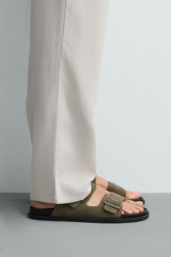 DOUBLE-STRAP LEATHER SANDALS | Zara UK