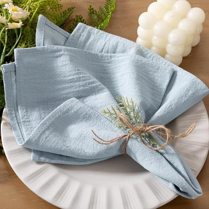 Socomi Cloth Napkins Grey Blue Summer Washable Reusable Bulk Linen Cotton Napkins Set of 4 17"x17... | Amazon (US)