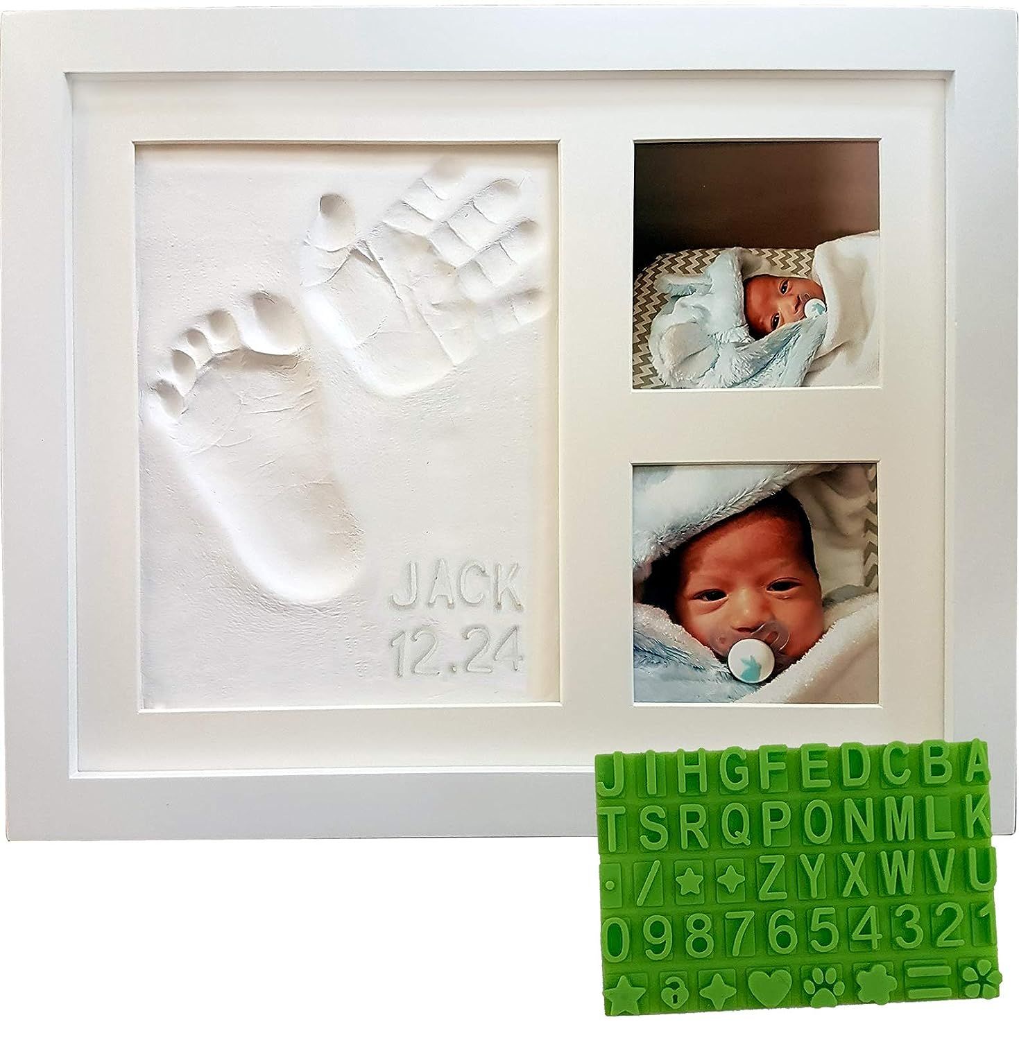 Baby Handprint & Footprint Keepsake Photo Frame Kit - Personzalize it w/Free Stencil! Non-Toxic C... | Amazon (US)