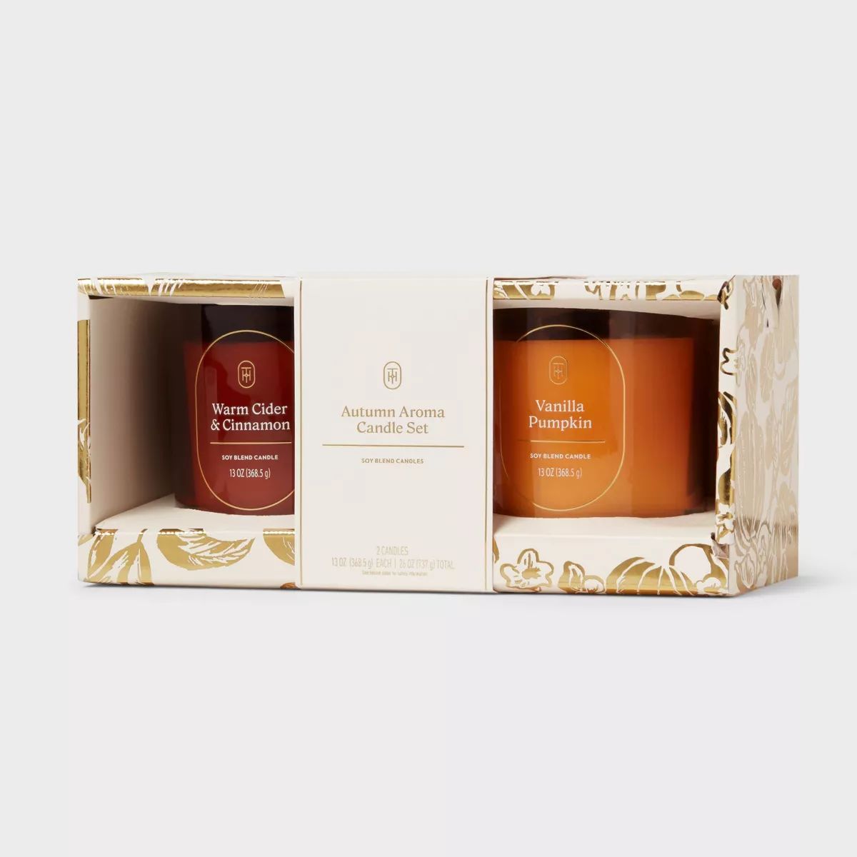 2pk 2-Wick Glass Jar Candle Set Warm Cider and Cinnamon and Vanilla Pumpkin 13oz - Threshold™ | Target