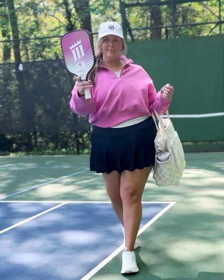 Plot twist — I LOVED IT. I haven’t had this fun outside doing a sport in so long… maybe ever?! I’m afraid there’s no turning back now. I really thought I wasn’t going to love it. lol. Oopsies! 🤣🫶👉Here’s everything I wore yesterday to learn pickleball! Wearing a 2x in lululemon tee, athleta bra and athleta skort (they all run true to size) and an XXL in Abercrombie pullover! 

#LTKfitness #LTKplussize #LTKActive