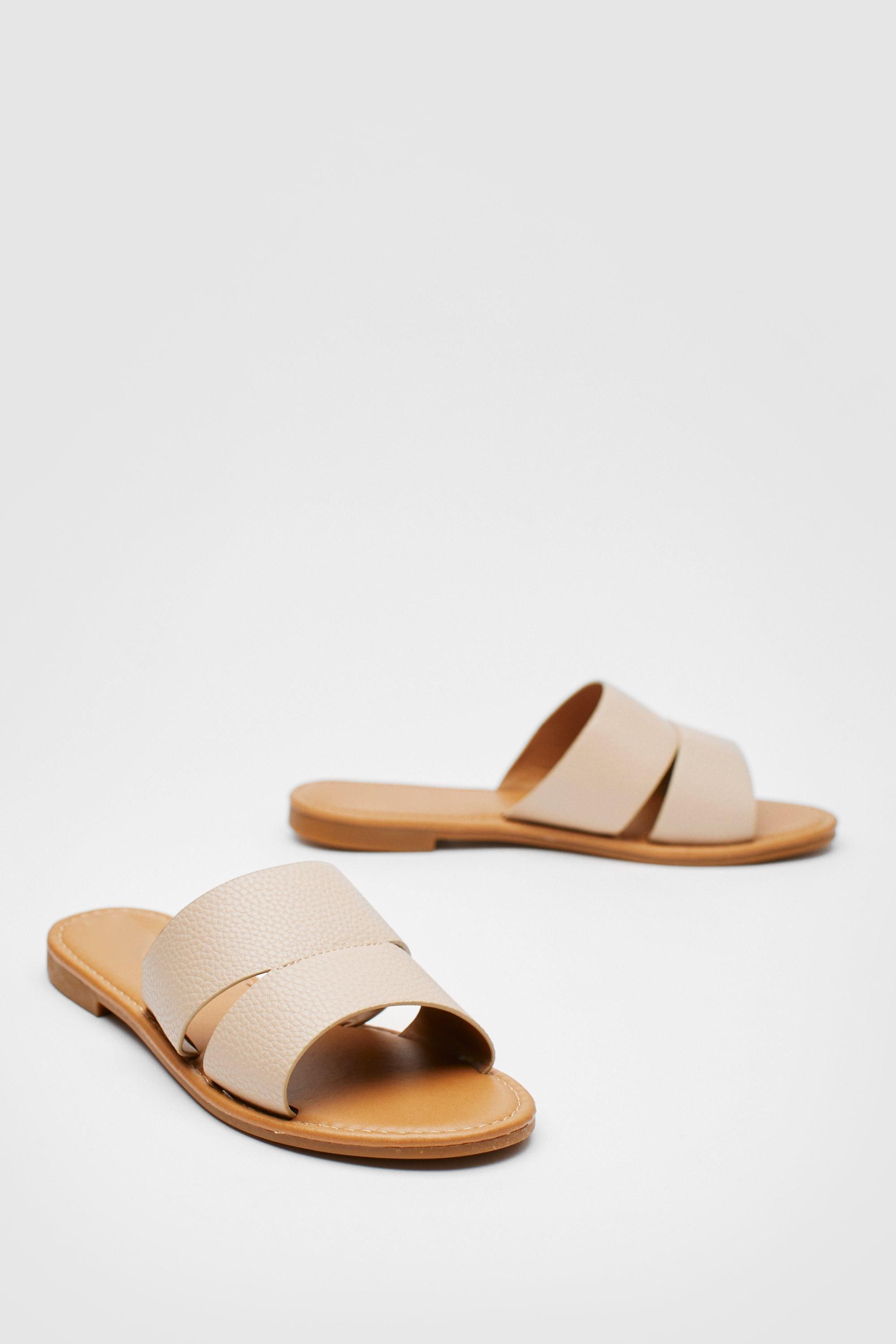 Faux Leather Cut Out Flat Mule Sandals | Nasty Gal (US)