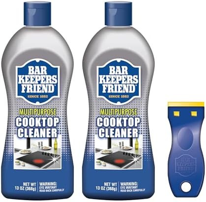 Bar Keepers Friend Cooktop Cleaner (2 x13 oz) + Scraper - Multipurpose Liquid Stovetop Cleanser, ... | Amazon (US)