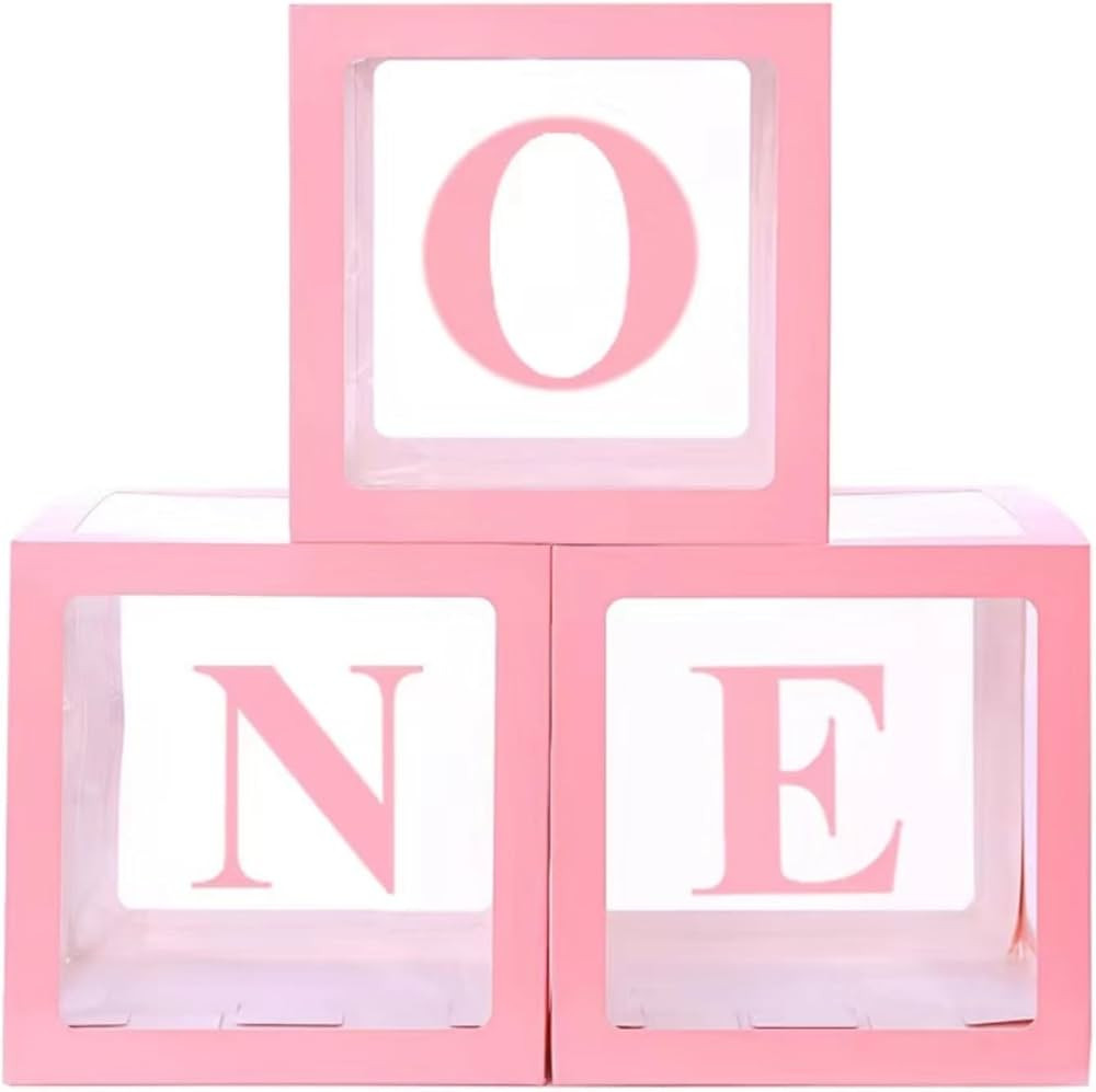Pink One Boxes for 1st Birthday, One Balloon Box With 25 Balloons, Baby Girl First Birthday Decor... | Amazon (US)