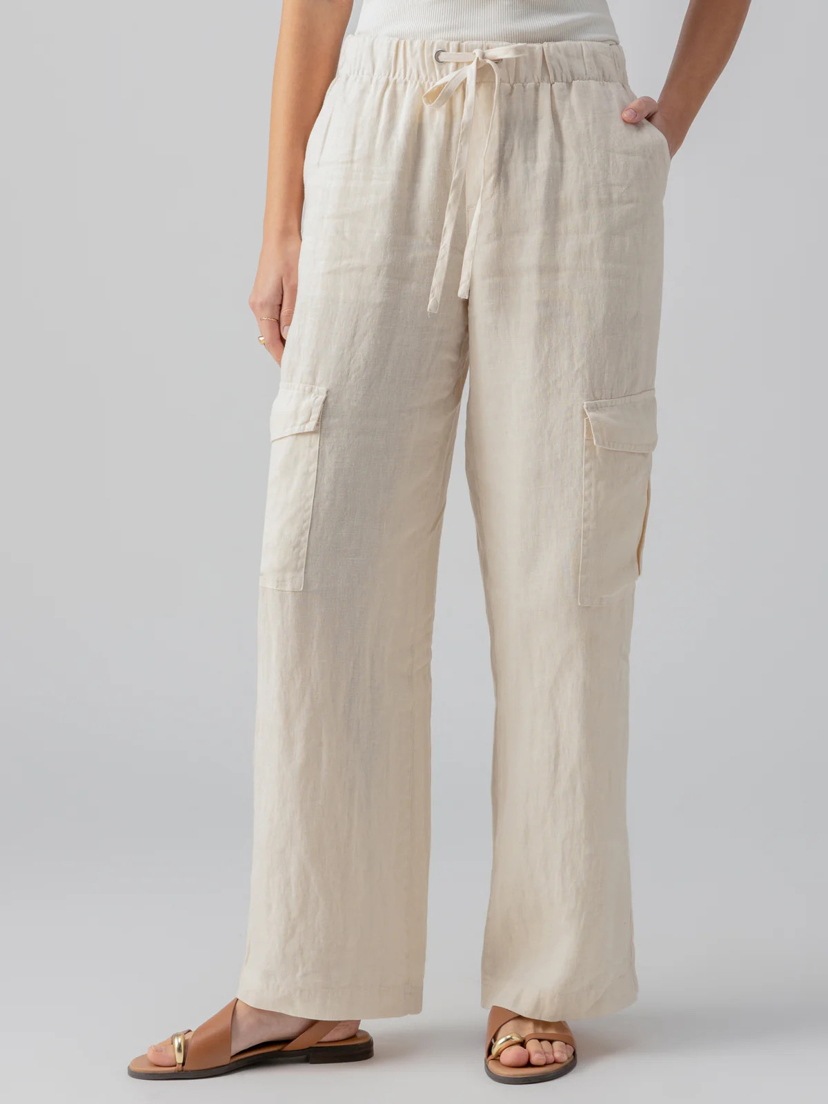 Drift Linen Cargo Semi-High Rise Pant Birch | Sanctuary Clothing