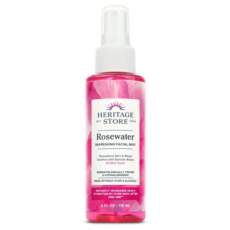 Heritage Store Rosewater Refreshing Facial Mist for Glowing Skin With Damask Rose Oil All Skin Types Rose Water Spray for Face Made Without Dyes or Alcohol Vegan & Cruelty Free 4oz | Walmart (US)