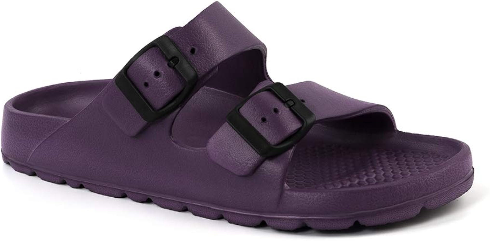 FUNKYMONKEY Women's Comfort Slides Double Buckle Adjustable EVA Flat Sandals | Amazon (US)