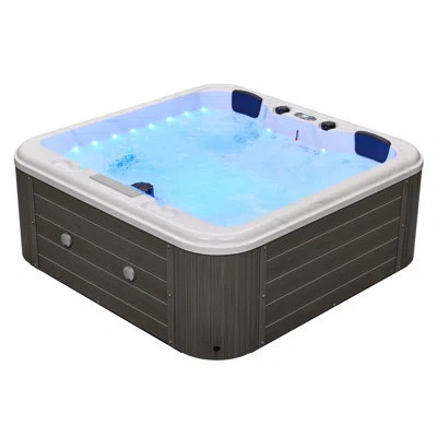 Luxury Spas 240 Volt 5 Person Social - Person 47 - Jet Acrylic Square Hot Tub With Ozonator In Gray | Wayfair North America