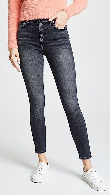 High Rise Exposed Button Skinny Jeans | Shopbop