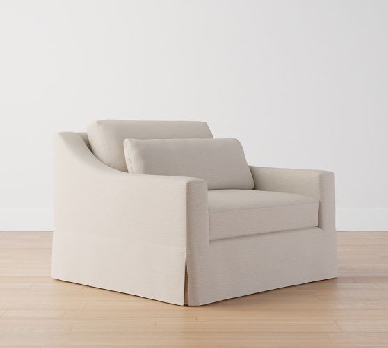 York Slope Arm Deep Seat Slipcovered Chair and a Half | Pottery Barn (US)