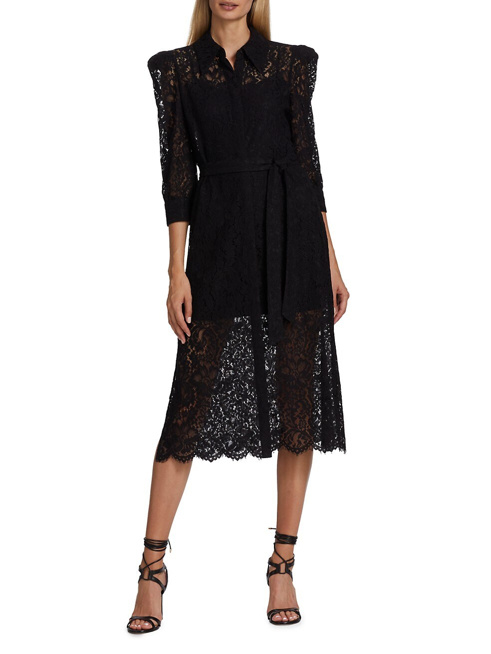 Kayla Lace Belted Shirtdress | Saks Fifth Avenue
