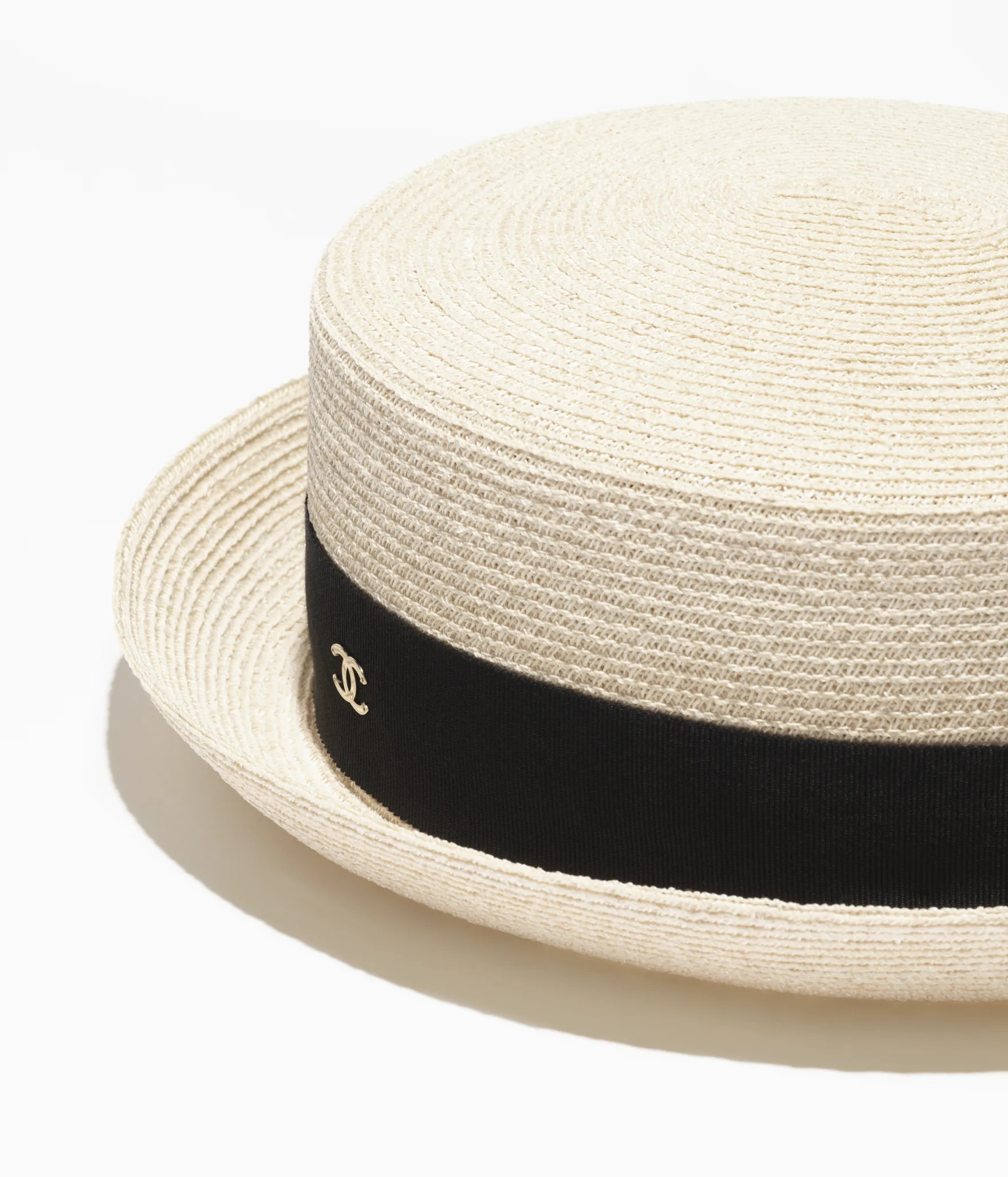 Hat - Straw & grosgrain, beige & black — Fashion | CHANEL | Chanel, Inc. (US)