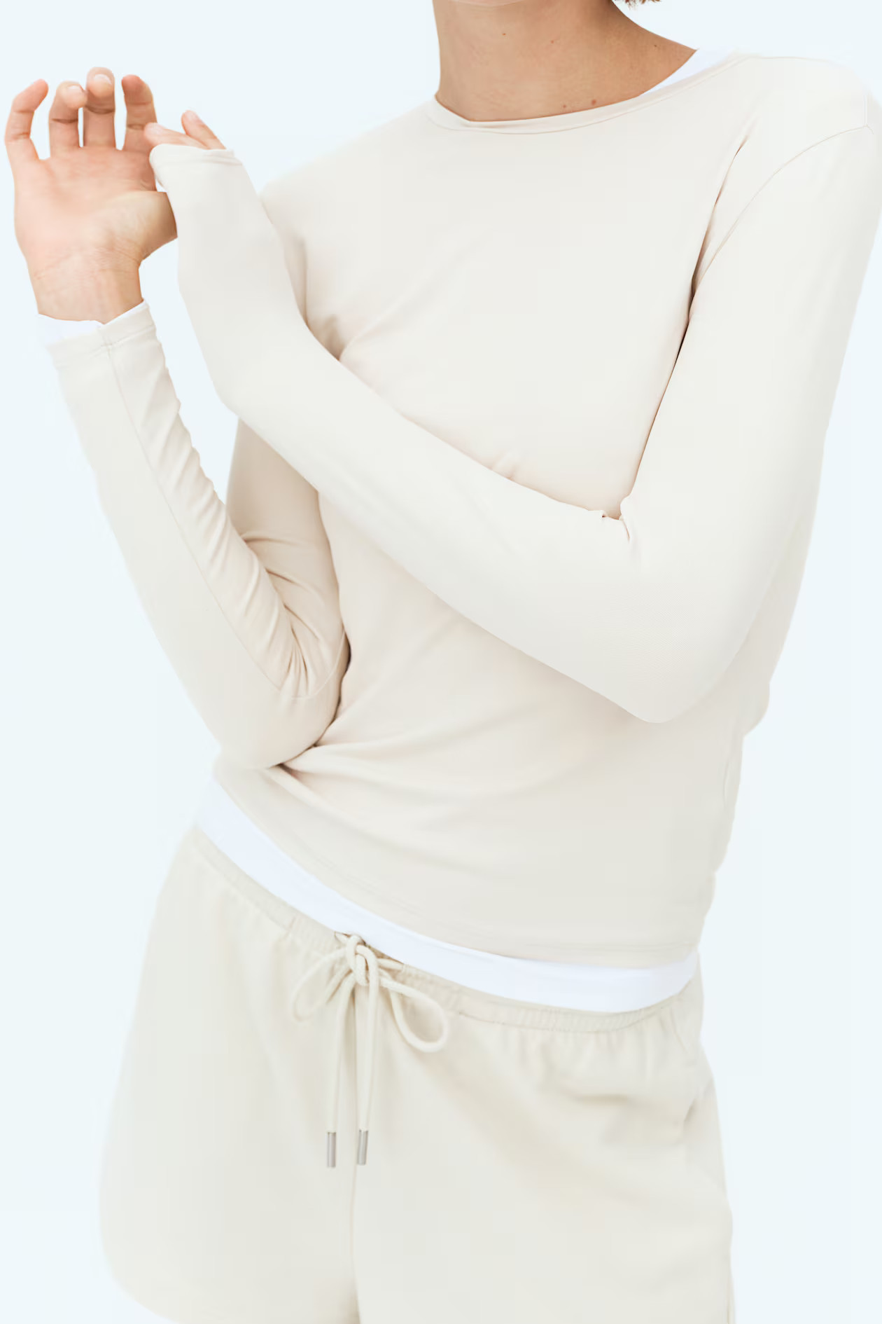 Long-sleeved microfibre top - Dark greige - Ladies | H&M GB | H&M (UK, MY, IN, SG, PH, TW, HK)