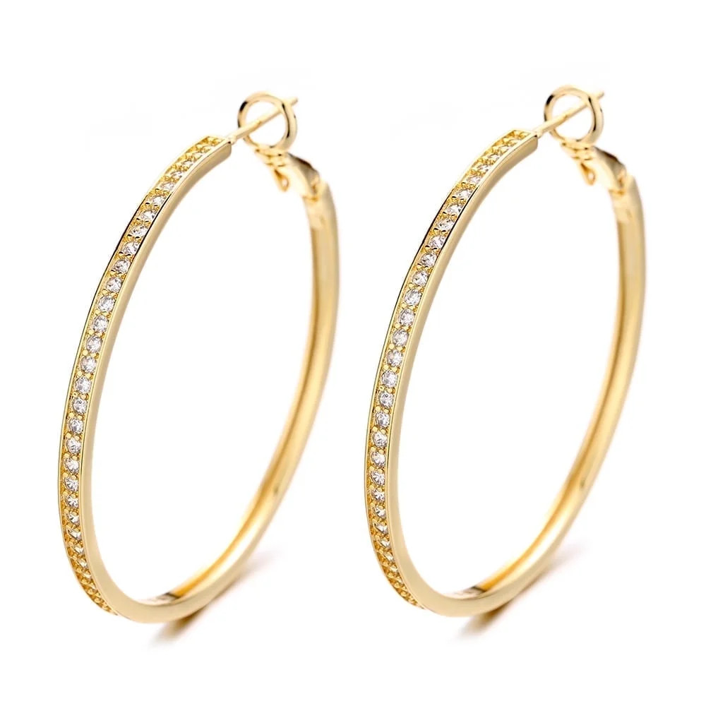 14K Gold Large Hoop Earrings with crystals from Swarovski in 14K Yellow Gold Plated | Walmart (US)