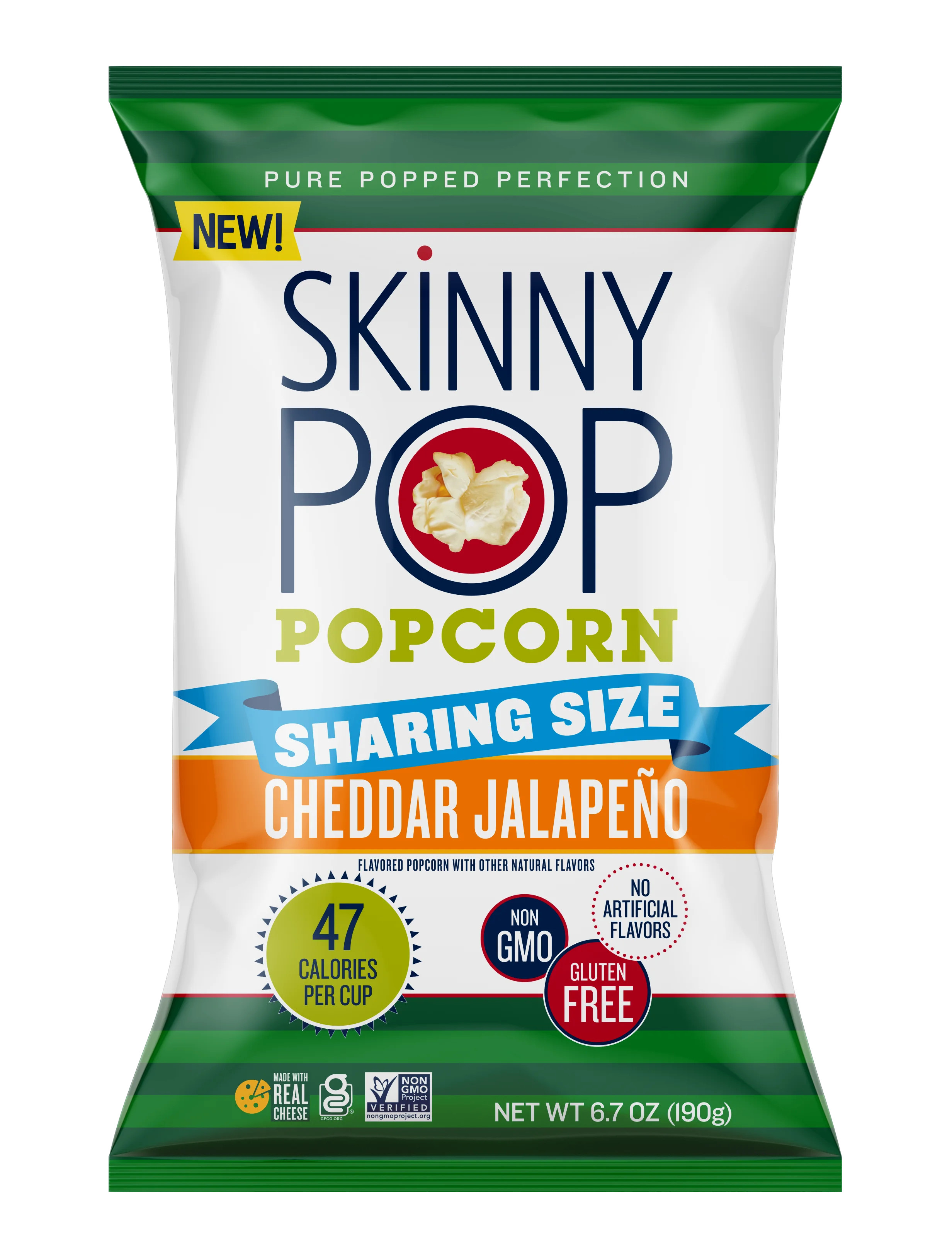 SkinnyPop Gluten-Free Cheddar Jalapeño Popcorn, 6.7 oz Sharing-Size Bag | Walmart (US)