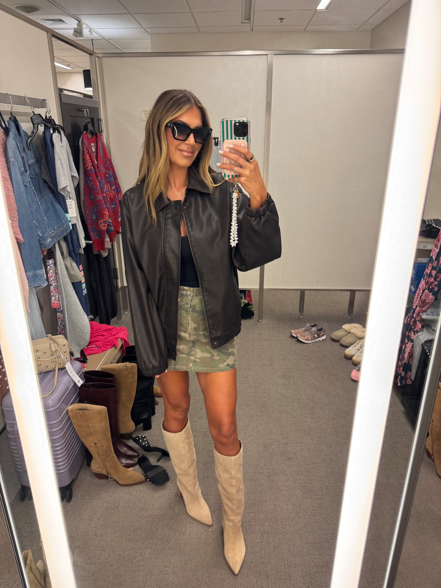 This chocolate brown leather and the camo 😍size small top and size 27 skirt #nsale #nordstrom sale 

#LTKStyleTip #LTKSaleAlert #LTKSeasonal