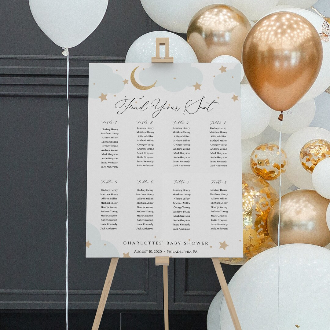 We Are Over the Moon Baby Shower Seating Chart, Blue Twinkle Little Star, Instant Download Templa... | Etsy (US)