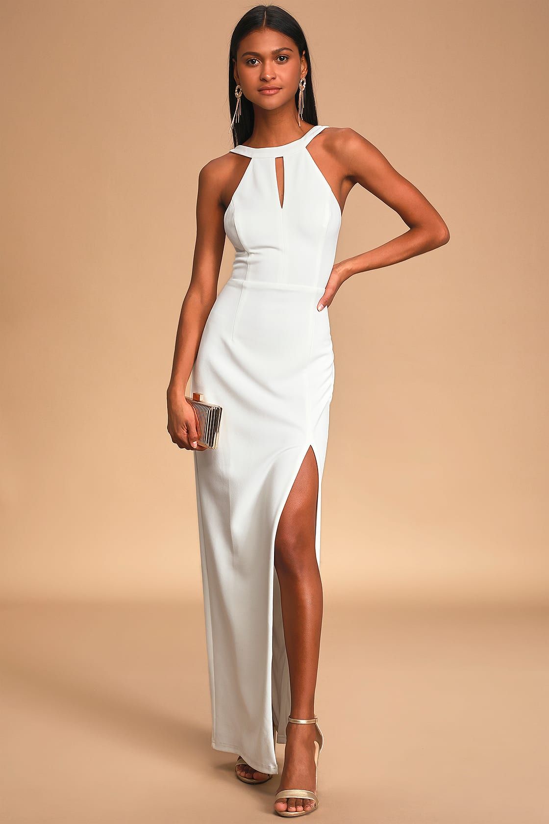 All You Need is Love White Halter Backless Maxi Dress | Lulus