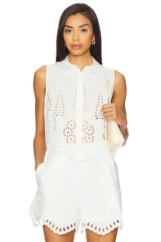 HEVRON Katja Top in Eyelet in White from Revolve.com | Revolve Clothing (Global)