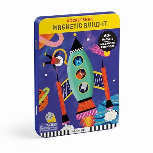 Mudpuppy Rocket Ships Magnetic Build-It Game – Magnetic Toys for Ages 4+, Fun & Compact Travel Activity for Kids, Includes 60+ Magnets and Durable Storage Tin | Amazon (US)