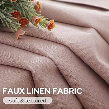 HOMEIDEAS 100% Blackout Linen Curtains for Bedroom 84 Inches Long 2 Panels Blush Pink Curtains Fu... | Amazon (US)