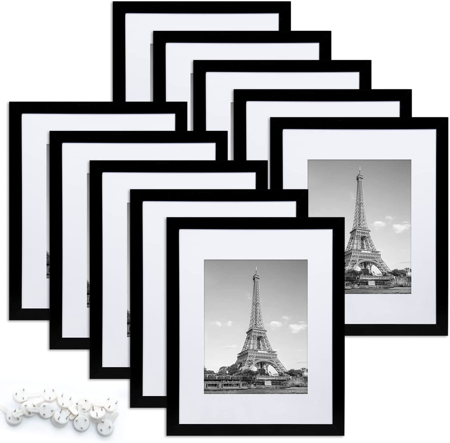 upsimples 8x10 Picture Frame Set of 10, Display Pictures 5x7 with Mat or 8x10 Without Mat, Multi ... | Amazon (US)