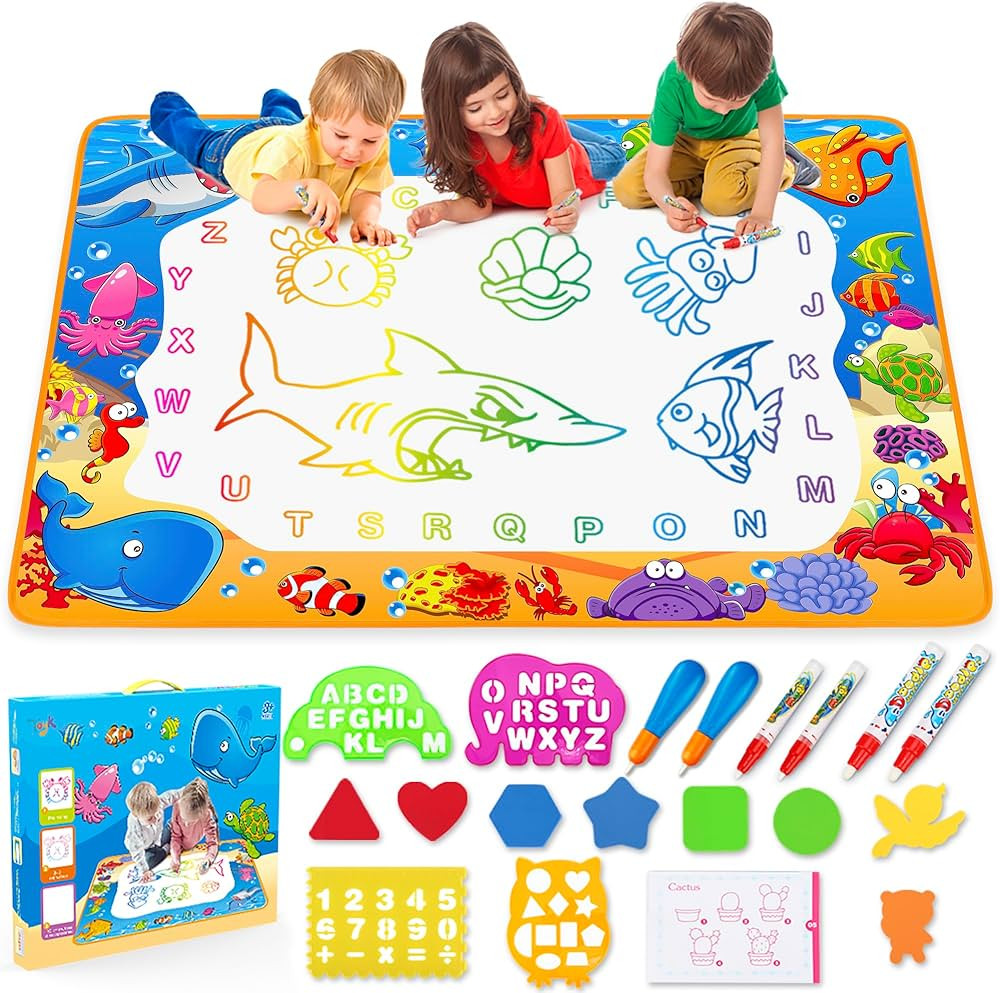 Water Doodle Mat - Kids Painting Writing Color Doodle Drawing Mat Toy Bring Magic Pens Educationa... | Amazon (US)