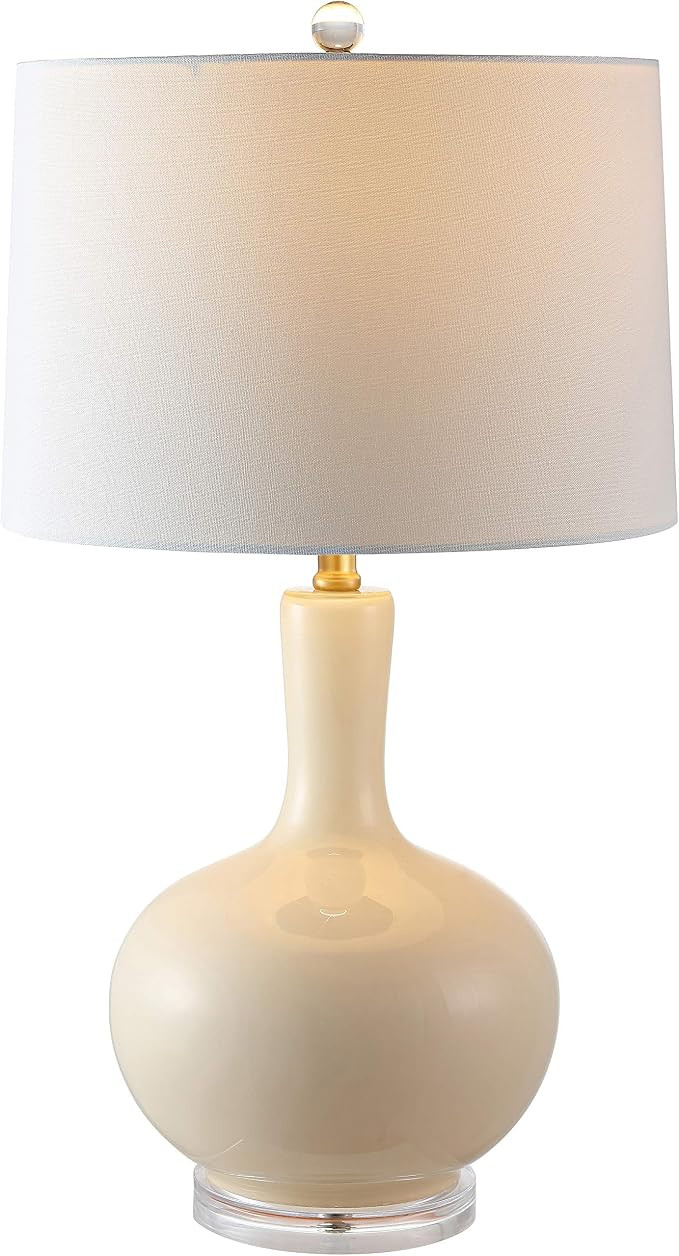 SAFAVIEH Lighting - Nilla 26.5-Inch Glass Table Lamp Set of 2 - Cream - Mid-Century Sculpted Body... | Amazon (US)