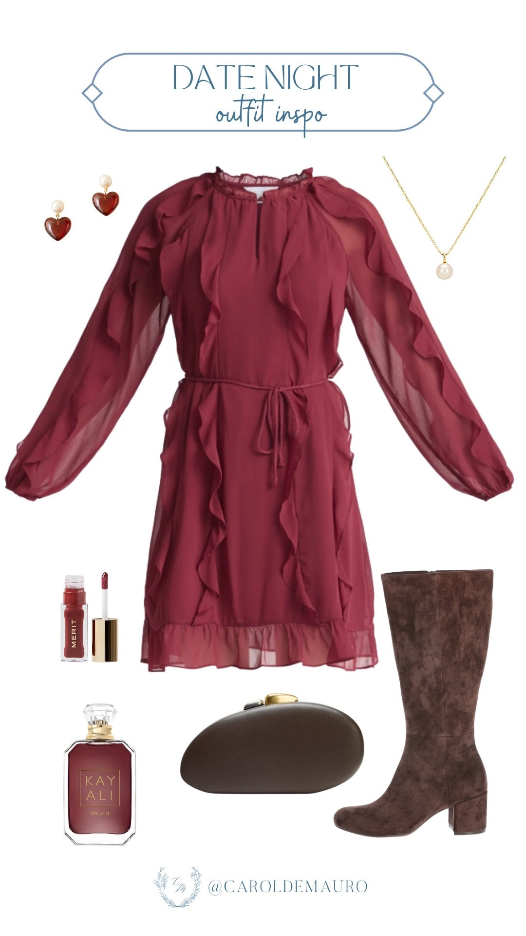 Looking for a no-fuss date night outfit? Just throw on this dress and these boots, and you're good to go. It’s super stylish but still feels comfy, which is a total win. 

dressy look, burgundy finds, trendy fashion, fall trends, autumn style, suede boots, chocolate browns, date night inspo

#LTKU #LTKStyleTip #LTKSeasonal