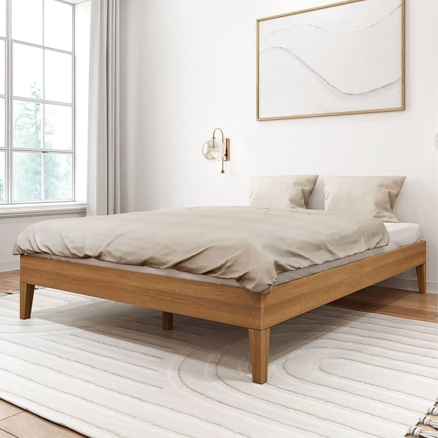 Plank+Beam Solid Wood Platform Bed Frame, Strong Wood Slat Support, No Box Spring Needed, Easy As... | Amazon (US)